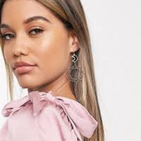 LunaSol Moon & Sun Dangle Earrings - Picture 4 of 6